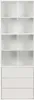 A white, empty storage unit with multiple shelves and three drawers at the bottom. Anteprima dell’immagine prodotto