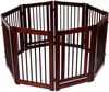 A wooden pet gate or playpen is shown from a slightly elevated, diagonal angle against a white background. Produktbild-Vorschau