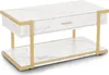 Couchtisch Gold, Beistelltisch mit Schublade, Sofatisch mit Produktbild-Vorschau 1