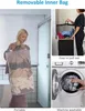 Koš na prádlo s kolečky a víkem z bambusu 100L šedý Náhled obrázku produktu 5