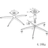 An exploded diagram showing the assembly of a chair base. Voir les images du produit