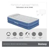 A product image of an inflatable air mattress with feature icons and text. Produktbild-Vorschau