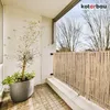A balcony with a potted plant and a bamboo privacy screen. Podgląd zdjęcia produktu