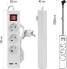 Prodlužovací kabel 2 m / 3 zásuvky / s vypínačem / bílý / 1×USB-A + 1×USB-C / 1,5 mm2 Náhľad obrázku produktu