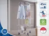 A multi-tiered drying rack with clothes hanging on it, set against a neutral background with a window visible. Produktbild-Vorschau
