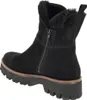 A black suede boot with a fur lining is shown from the side. Produktbild-Vorschau