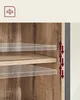 Close-up view of an adjustable shelf inside a wooden cabinet, with arrows indicating vertical adjustment. Náhled obrázku produktu