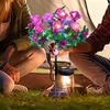 Two people sitting on the grass at night, with a solar-powered flower light string in the foreground. Náhled obrázku produktu