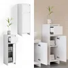Collage of two images showing a white bathroom cabinet with open doors and drawers, displaying folded towels inside. Anteprima dell’immagine prodotto