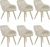 Six beige dining chairs with gold legs are arranged in two rows of three. Náhled obrázku produktu