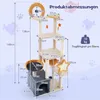 A diagram showing the dimensions and specifications of a multi-level cat tree. Anteprima dell’immagine prodotto