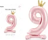 Stehender Folienballon Nummer 9 84cm rosa 67667 Produktbild-Vorschau 3