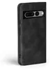 A black flip case for a Google Pixel 7 Pro phone, shown from the side with the camera cutout visible. Produktbild-Vorschau