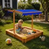 HAGO24 Sandkasten Sandbox Sandkiste Massivholz Dach Produktbild-Vorschau 2