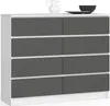 A white and gray dresser with eight drawers is shown against a white background. Anteprima dell’immagine prodotto