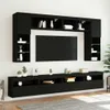 vidaXL 8-tlg. TV-Wohnwand mit LED-Leuchten Schwarz Produktbild-Vorschau 3