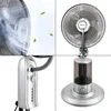 A collage of four images showing different aspects of a misting fan. Voir les images du produit