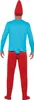 A person wearing a Papa Smurf costume, viewed from the back. Produktbild-Vorschau