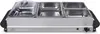 A silver buffet food warmer with three stainless steel compartments and a clear lid. Voir les images du produit