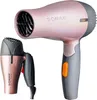 Two hair dryers are shown against a white background. One is larger and pink with gray accents, and the other is smaller and rose gold with gray accents. Produktbild-Vorschau
