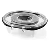 A clear plastic lid with a black rubber seal and clear plastic clips, designed to fit onto a dustbin. Produktbild-Vorschau