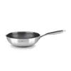 A stainless steel wok pan with a honeycomb pattern inside is shown against a white background. Podgląd zdjęcia produktu