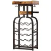 A freestanding wine rack with a wooden top and metal frame. Anteprima dell’immagine prodotto