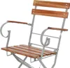 Biergarten Set Klapptisch + 4 Klappstühle klappbar mit Armlehne Stahl Akazieholz 120x70cm Voir les images du produit