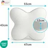 A white pillow with dimensions indicated by measurement lines and text overlays. Produktbild-Vorschau