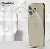 A clear phone case is shown on a gold iPhone. Produktbild-Vorschau