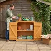 Relaxdays Pflanztisch mit Unterschrank, Holz, verzinkte Produktbild-Vorschau 2