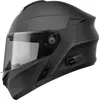 A matte black modular motorcycle helmet with a clear visor and a Sena Bluetooth communication system attached to the side. Produktbild-Vorschau
