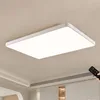 A rectangular LED ceiling light is mounted on a light-colored ceiling. Produktbild-Vorschau