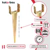 A product image showing a metal post anchor with accompanying screws and marketing graphics. Produktbild-Vorschau