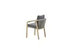 A single outdoor dining chair with a grey rope back and seat, and light wood-colored legs and armrests, is shown from a rear-side angle against a white background. Produktbild-Vorschau