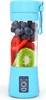A blue portable blender filled with strawberries, kiwi, and blueberries, with a white background. Produktbild-Vorschau
