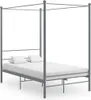 vidaXL Postel se stříškou Grey Metal 140x200 cm Náhled obrázku produktu 1