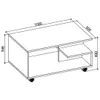 A line drawing of a coffee table with dimensions indicated. Podgląd zdjęcia produktu