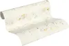 A roll of wallpaper with a white and gold textured pattern is shown on a white background. Produktbild-Vorschau