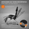A reclining chair shown in various positions with text overlays highlighting its features. Produktbild-Vorschau