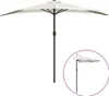 A half-round patio umbrella with a black pole on a white background. Náhľad obrázku produktu