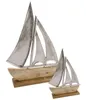 Metall Schiff mit Mango Holz - 40 cm - Alu Segelschiff auf Produktbild-Vorschau 2