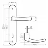 Technical drawing with dimensions of a door handle set. Anteprima dell’immagine prodotto