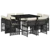9-tlg. Garten-Essgruppe mit Kissen Schwarz Poly Rattan Produktbild-Vorschau 1