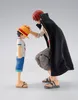 Two anime figurines, one of a young boy wearing a straw hat and the other of a man with red hair, are posed on a plain background. Náhled obrázku produktu