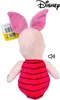 The back view of a plush toy piglet wearing a red and black striped outfit, with a Disney logo at the top right. Produktbild-Vorschau