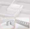 Collage of close-up shots of a modern white ceiling lamp with crystal accents. Podgląd zdjęcia produktu