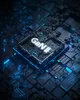 A close-up, stylized view of a GaN II chip on a circuit board with glowing blue lights. Produktbild-Vorschau