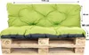 A pallet sofa cushion set with dimensions indicated. Produktbild-Vorschau