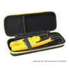 A yellow and black carrying case for a multimeter is open, showing the multimeter inside. Produktbild-Vorschau